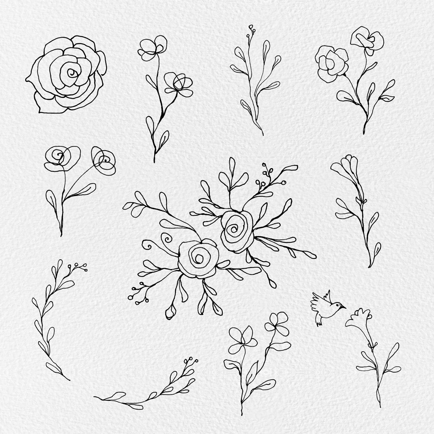 floral line cliparts 2024