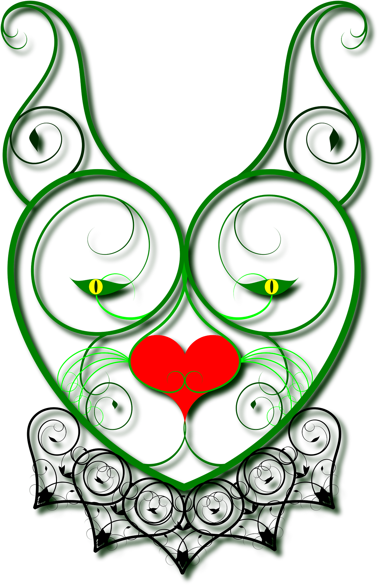 Flourish Cat Valentine Card - Free vector clipart images on ...
