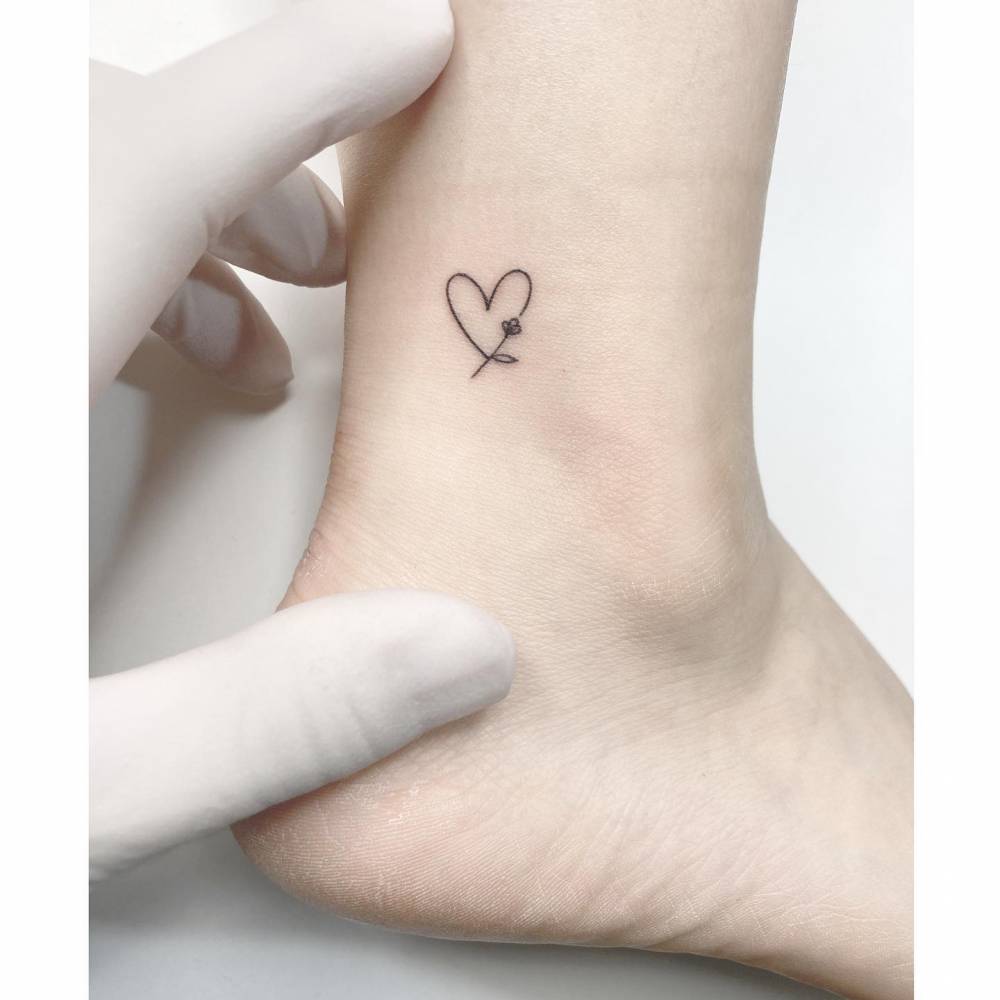 flower and heart tattoo