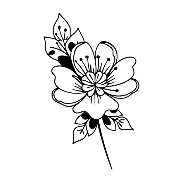 flower clipart black and white 2024