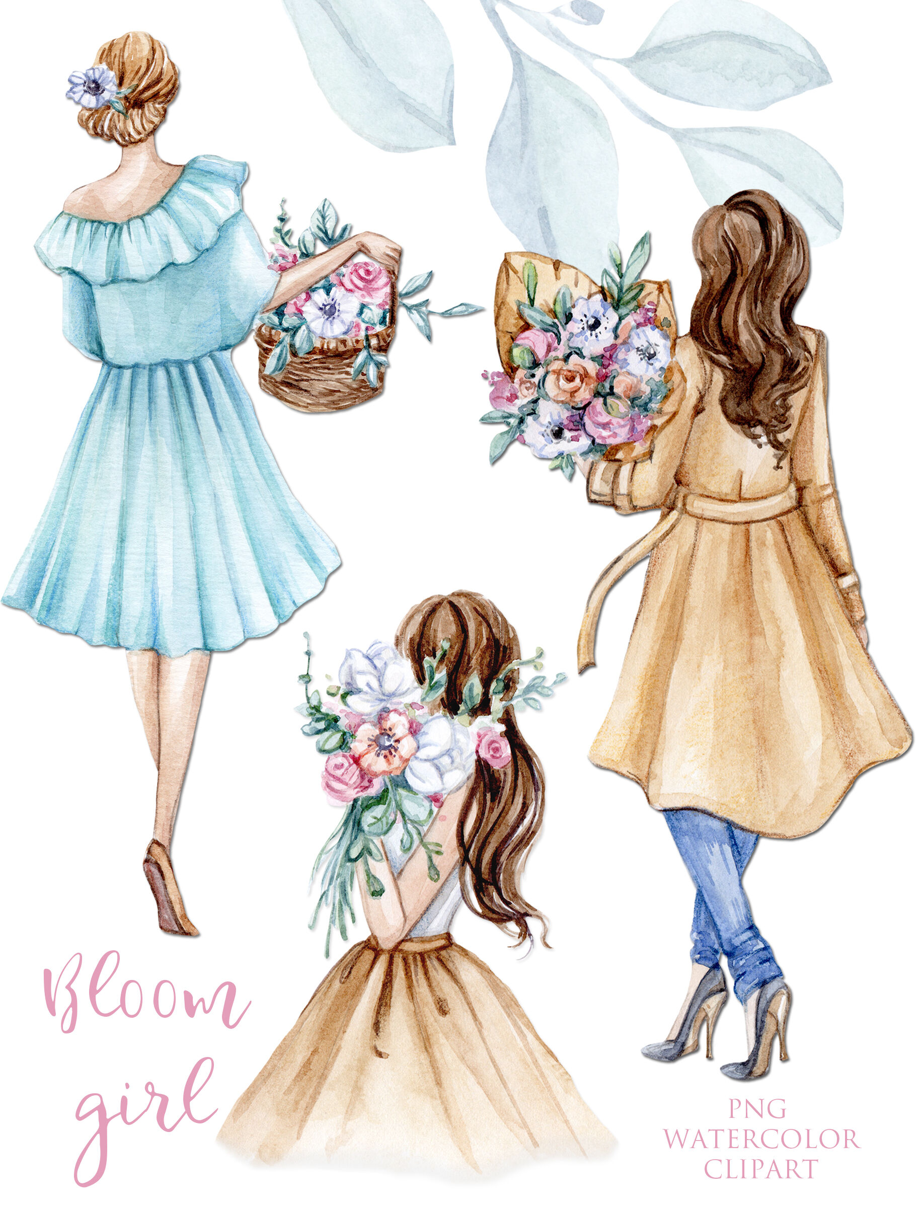 Watercolor Flower Girls clipart By S_ARTLOVE | TheHungryJPEG