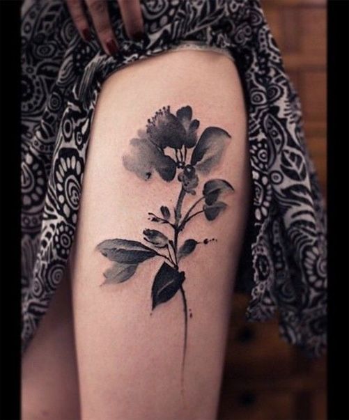 flower tattoo black and white
