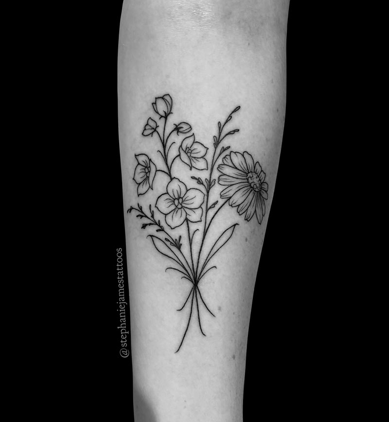 flower tattoo black and white
