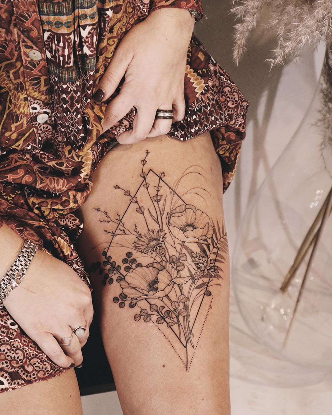 flower tattoo black and white