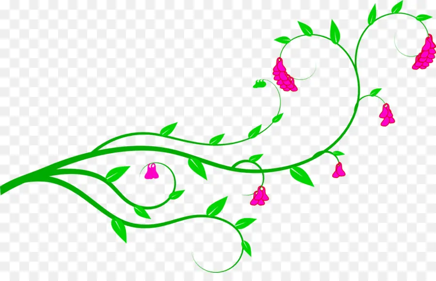 Vine - Green Vine with Pink Flowers - CleanPNG / KissPNG