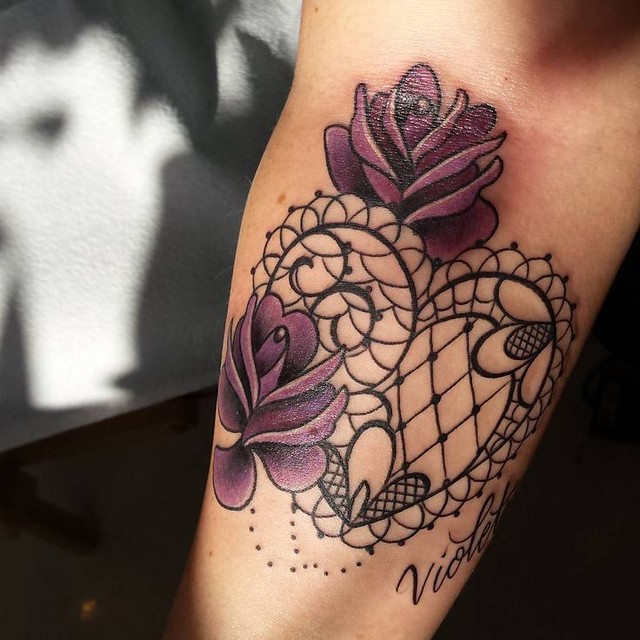 flowers and lace tattoo