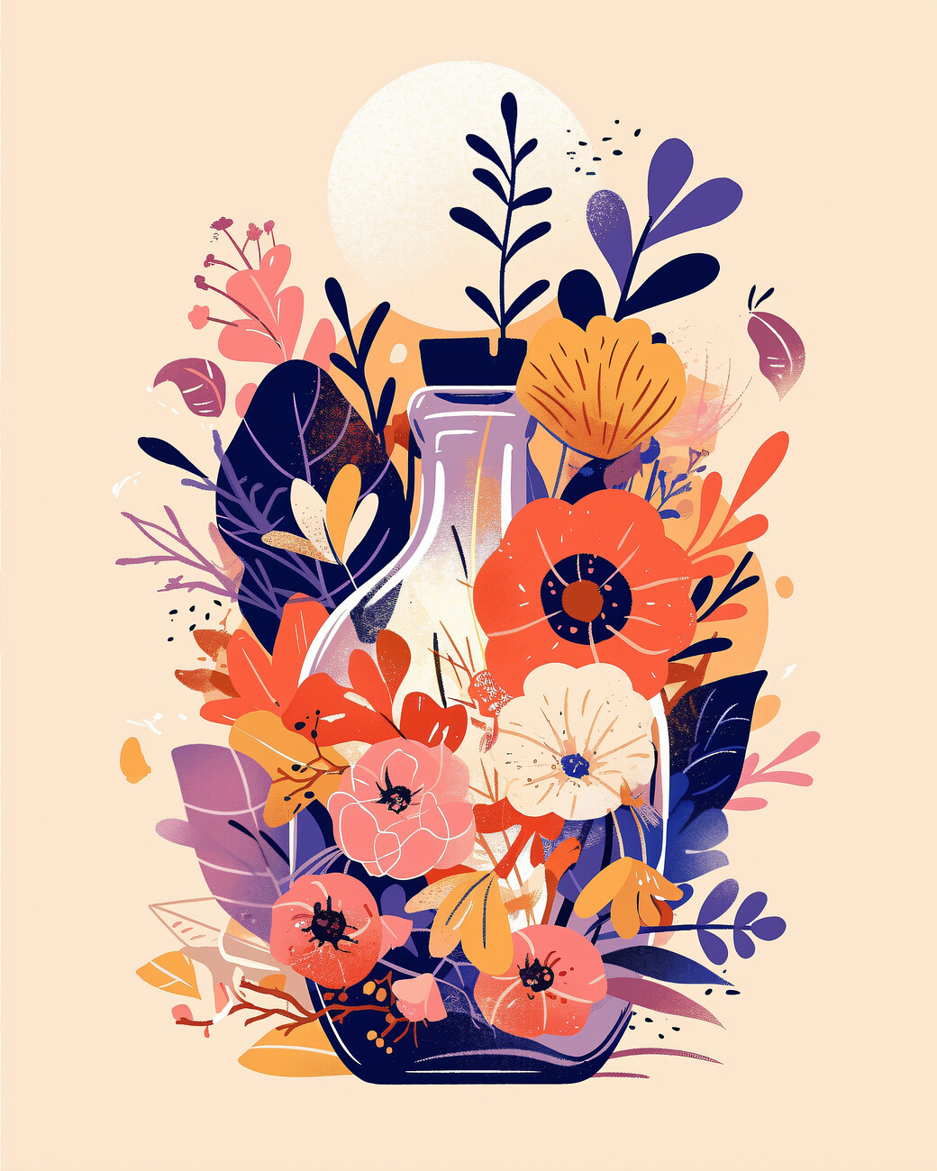 Illustration Minimalist Flowers Art prints, modern floral wall decor