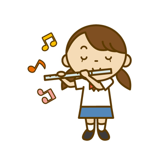 Free Vectors | Junior high school student in July (girl playing flute)