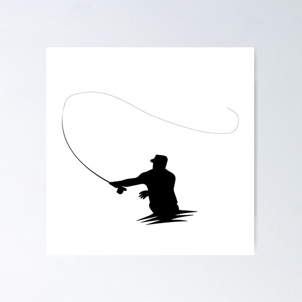 Fly fisherman fishing.clip art black fishing on white background ...