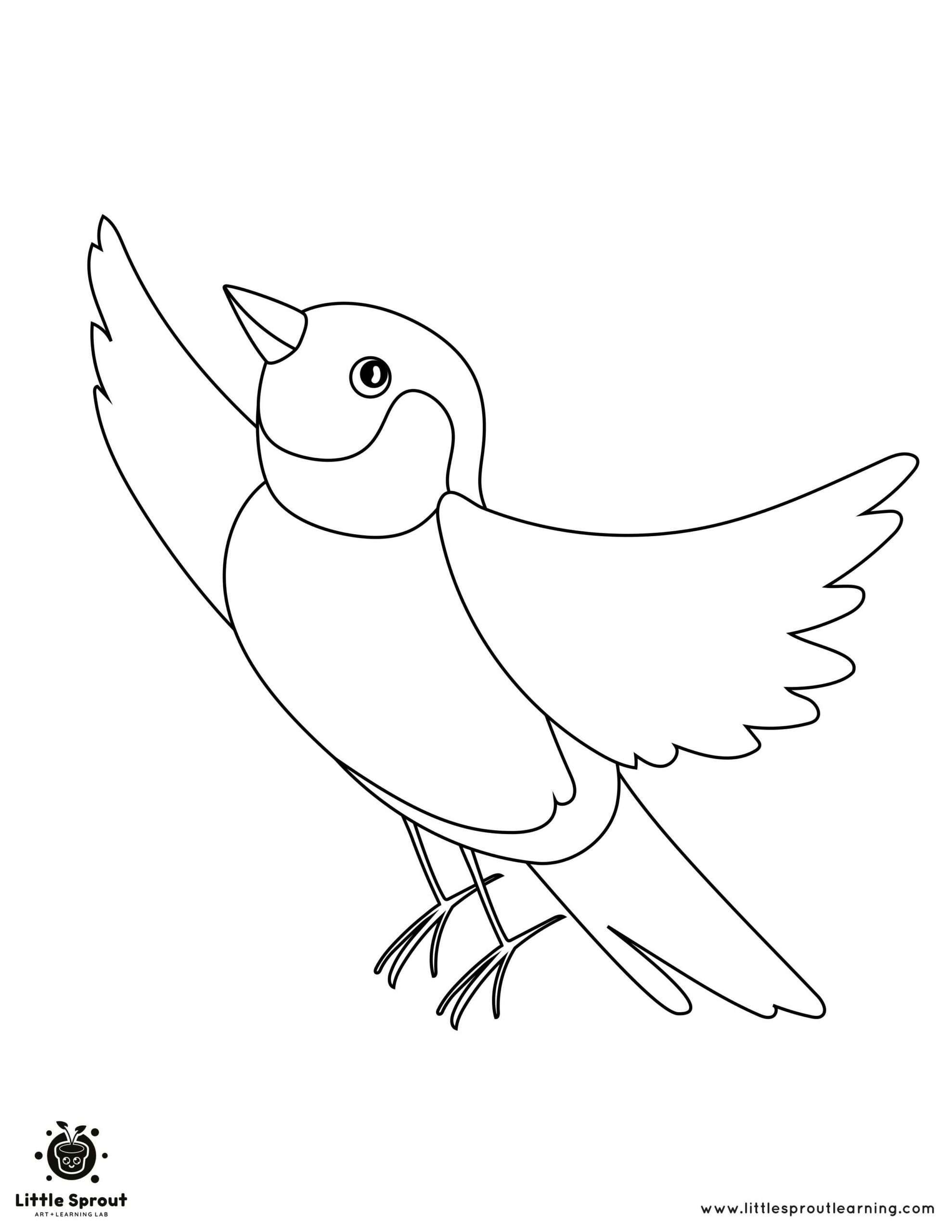 In Flight Bird Coloring Page - Little Sprout Art + Learning