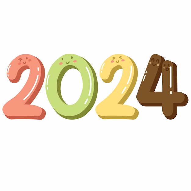 Premium Vector | 2024 font lettering happy new year lemplate ...