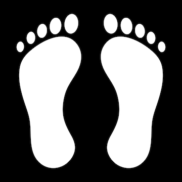 Premium Vector | Foot print white silhouettes on black background