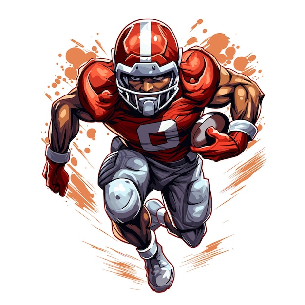 American football player with ball Vector illustration on a white ...