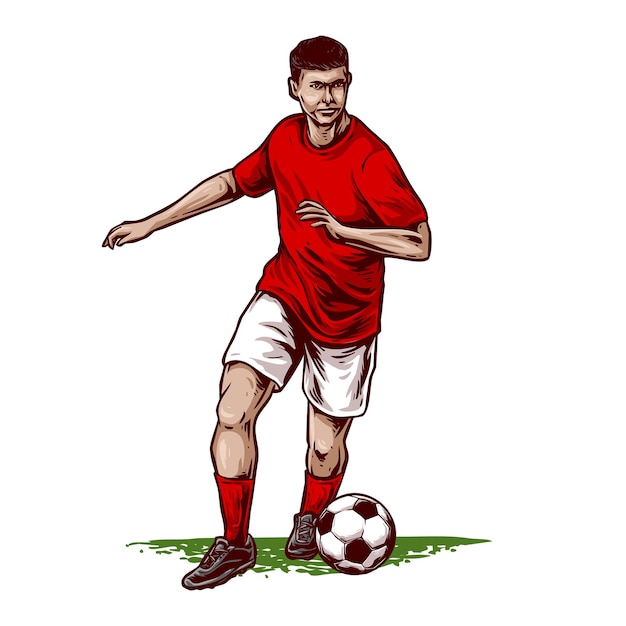 Premium Vector | Football player with a soccer ball vector ...
