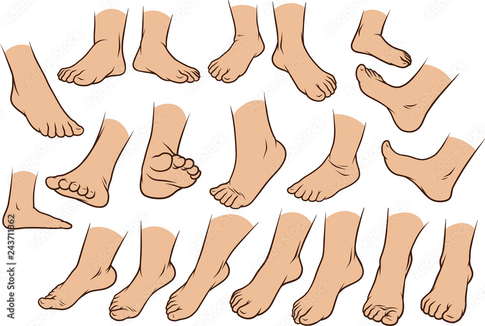 Cartoon white man or woman foots gesture set, GB_Art Foto, Poster ...