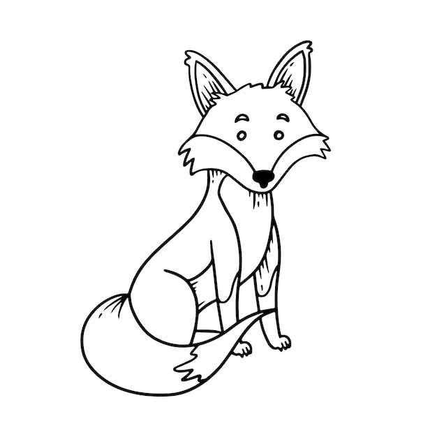fox clipart black and white