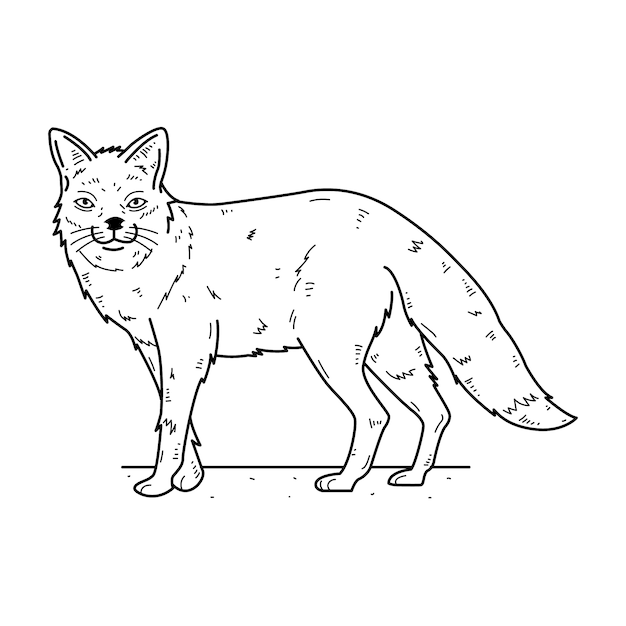 fox clipart black and white