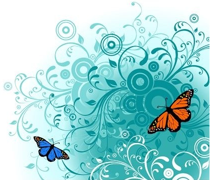Flowers and Butterfly Free Graphics Illustration vector free download
