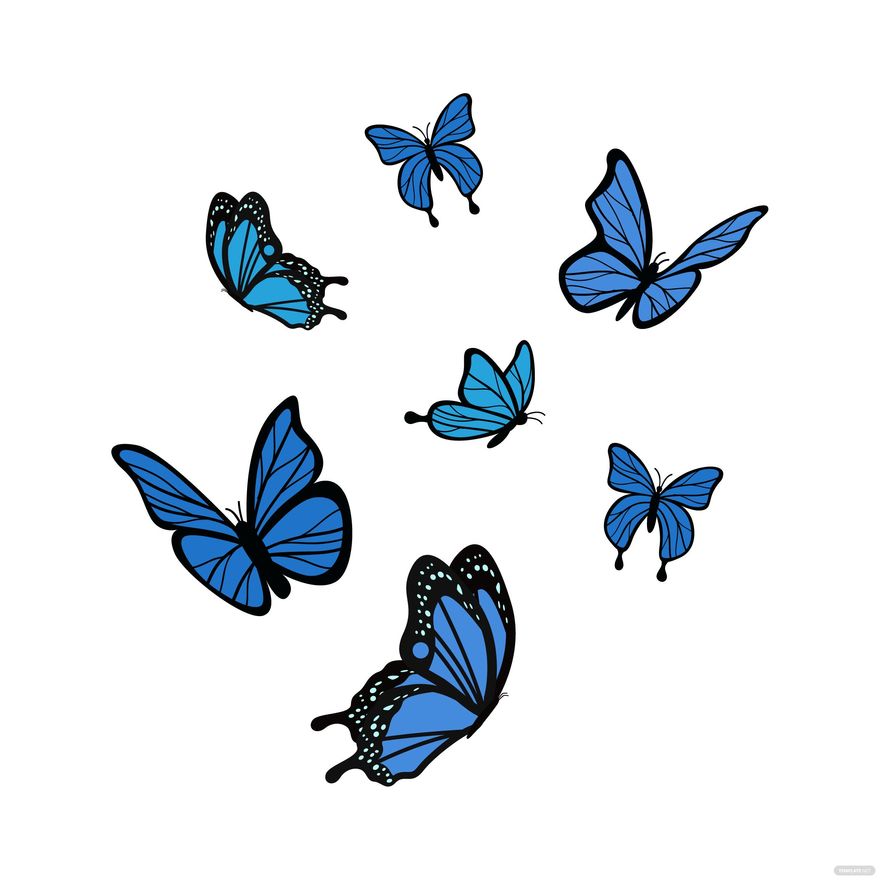 Blue Butterfly Vector in Illustrator, SVG, JPG, EPS, PNG ...
