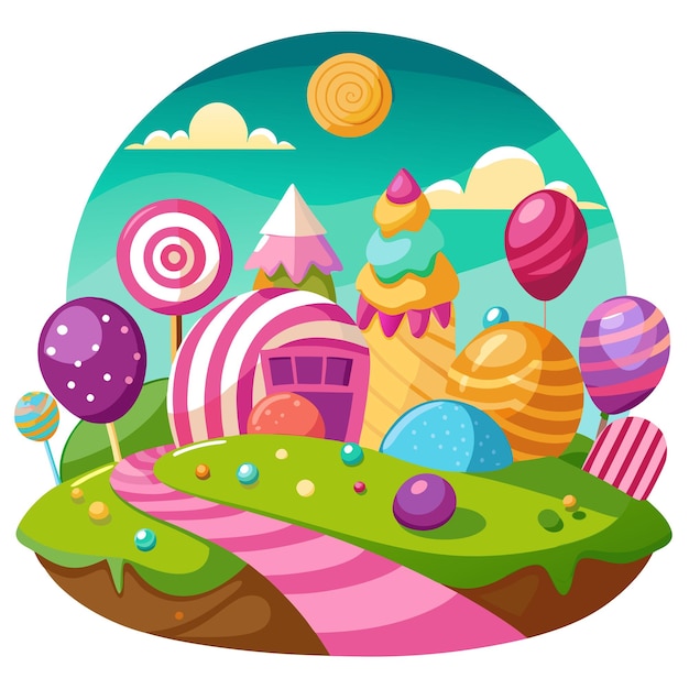 Candy landscape clipart vector art and illustration | Premium AI ...