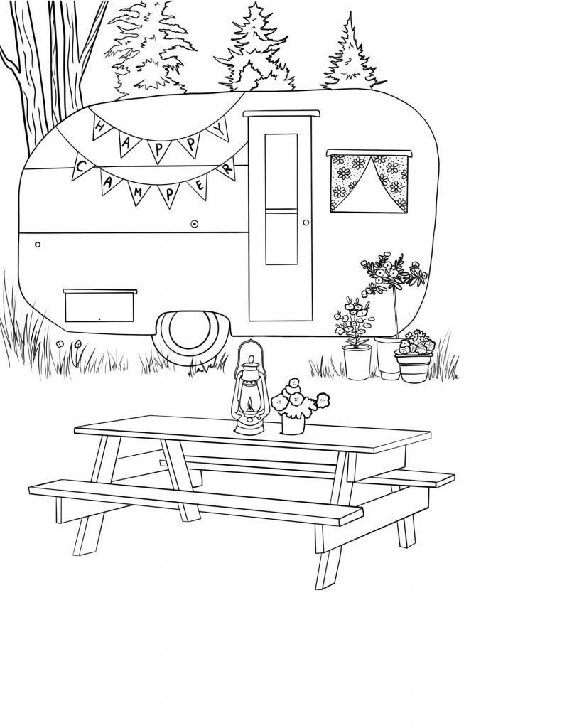 free coloring pages camping