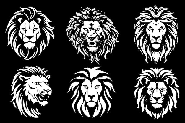 Lion head logo collection | AI-generated vector