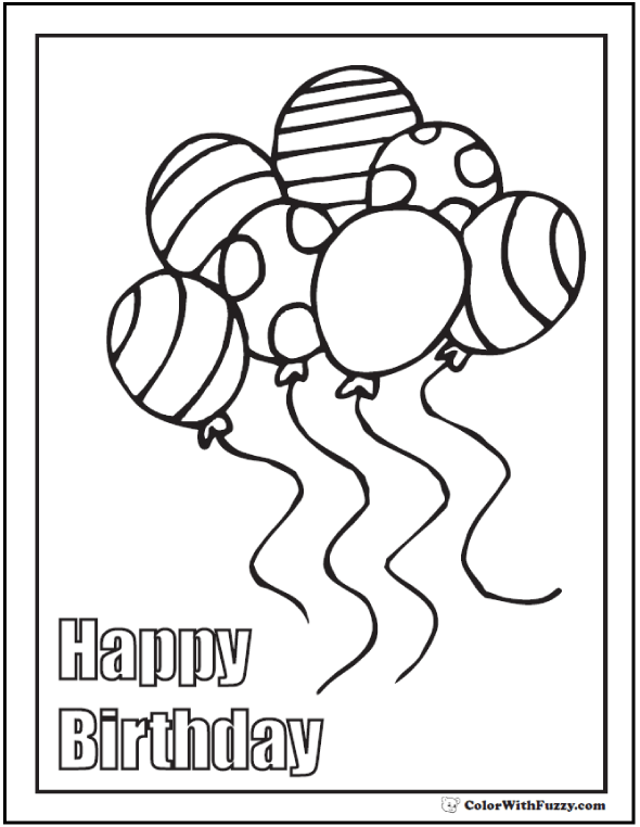 free printable happy birthday coloring pages