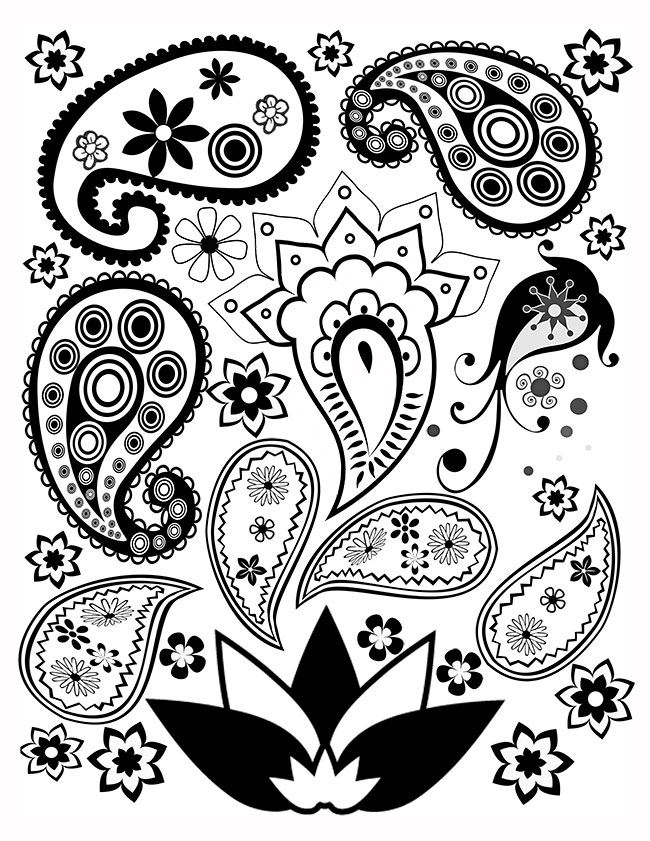 free printable paisley coloring pages for adults