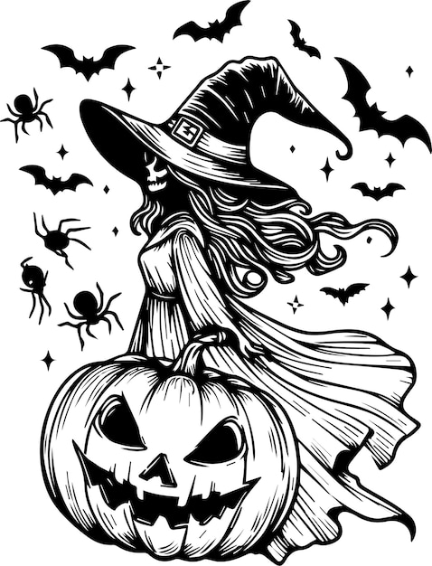 Premium Vector | Free Vector Halloween Outline Drawing
