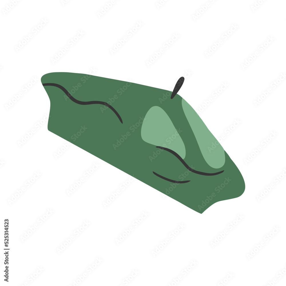 Green French felt beret icon, cartoon style. French beret logo ...