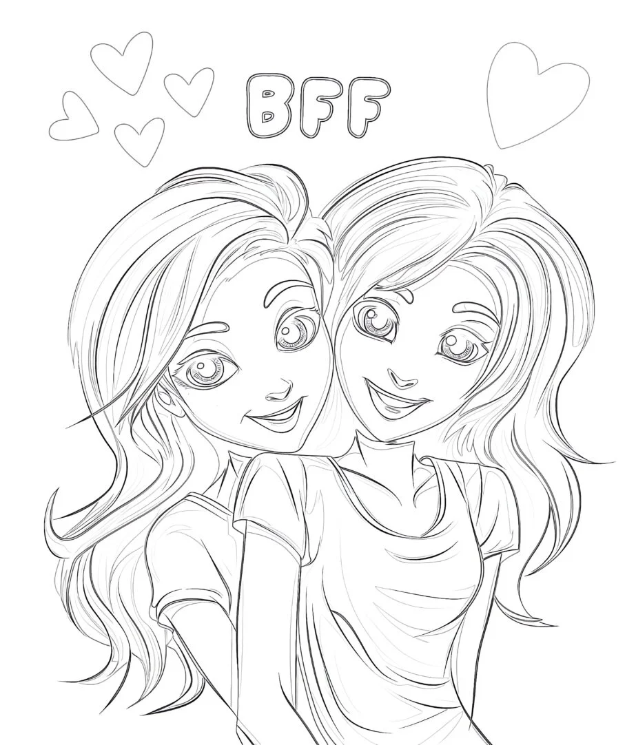 friends forever coloring page