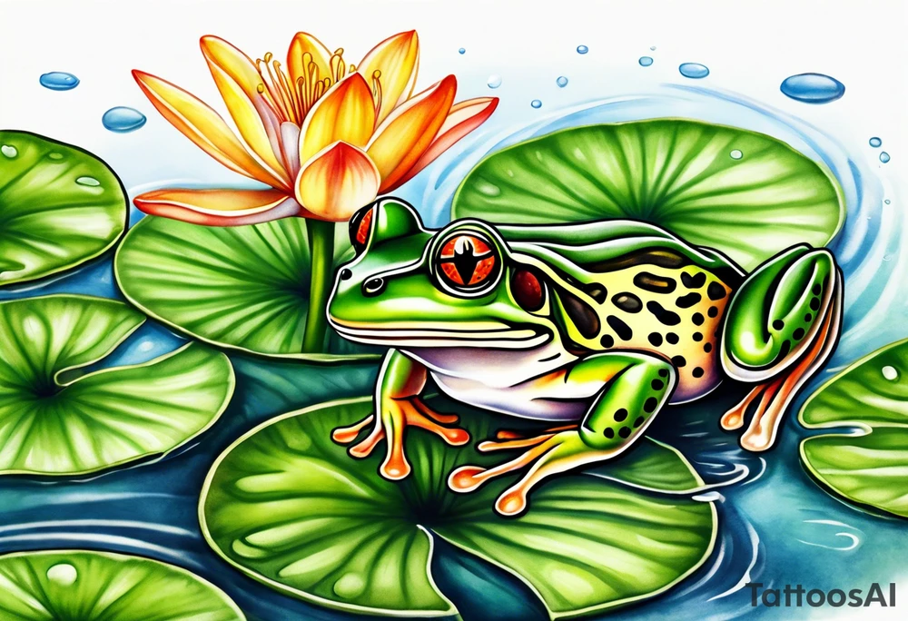 frog on lily pad tattoo