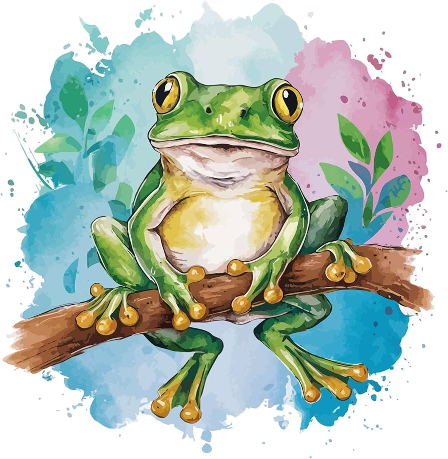 Amazon.com: Watercolor Colorful Cute Cartoon Frog Animal Wall Art ...
