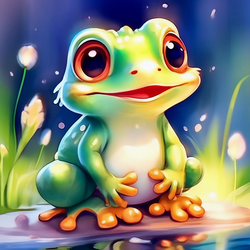 Cartoon frog with muscles on Craiyon