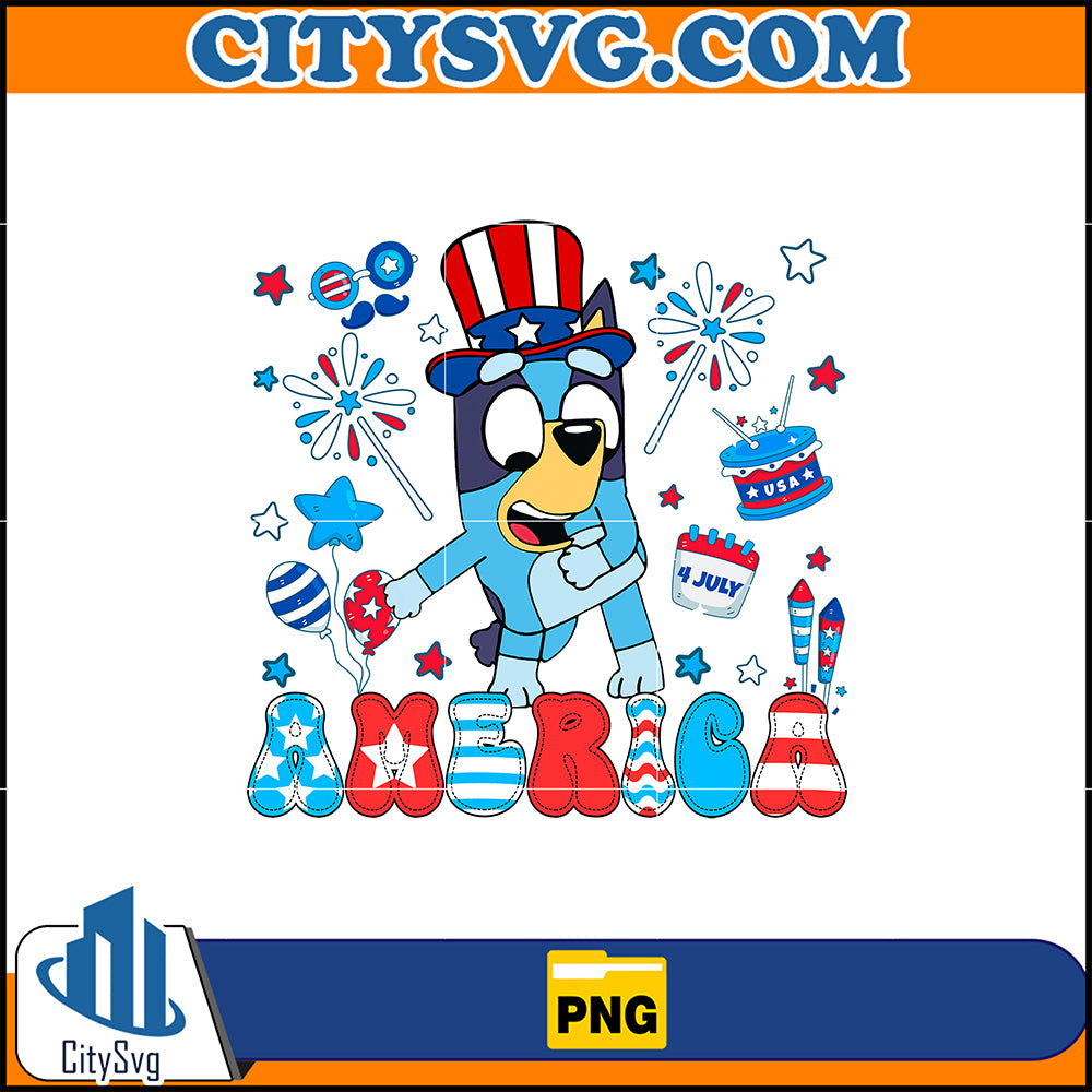 Bluey America Png, Cartoon 4th Of July Png, 4th Of July 2024 Png ...