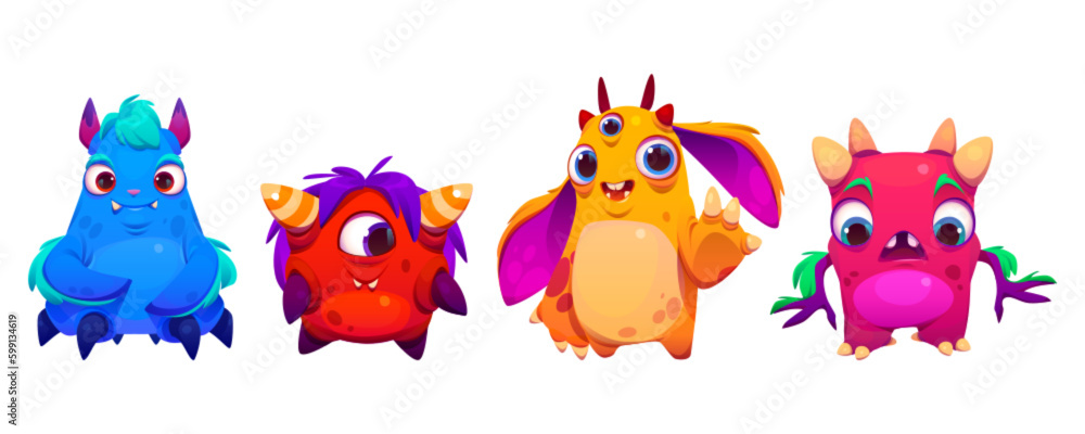 Cute cartoon monster vector character. Funny alien set for ...