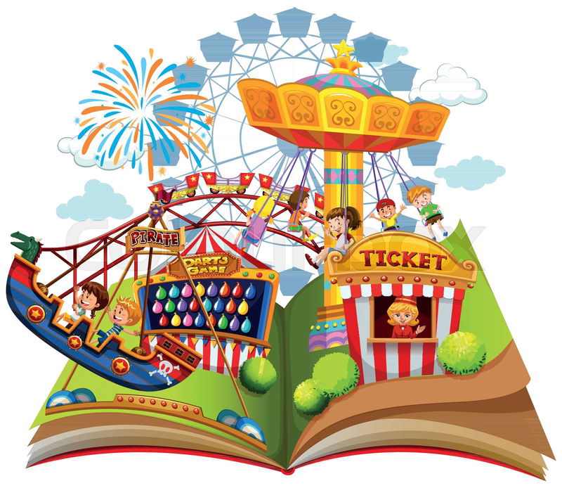 Fun carnival within pop up book illustration | Colourbox