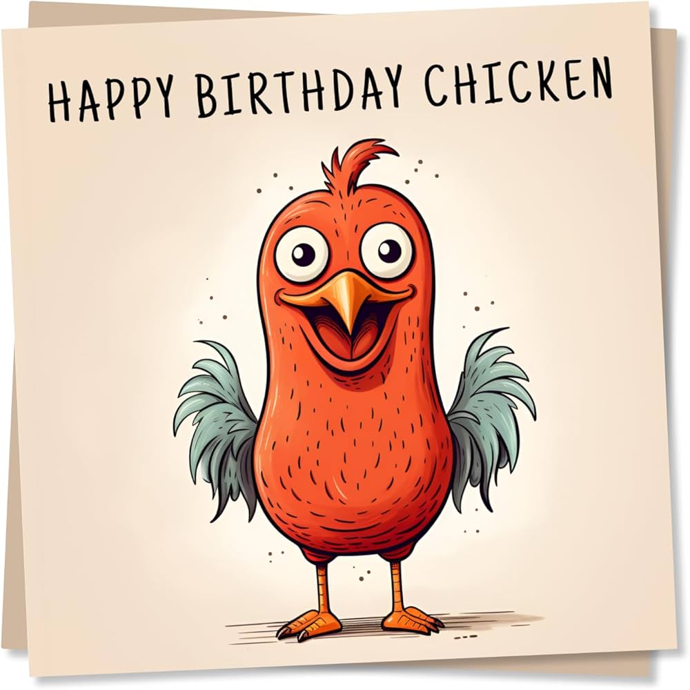 Funny Chicken Birthday Card, Happy Birthday Chicken - Cartoon ...