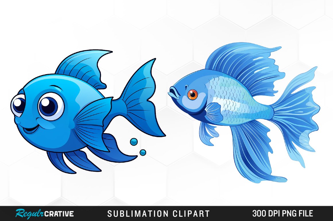 Watercolor Funny Fish Set Clipart