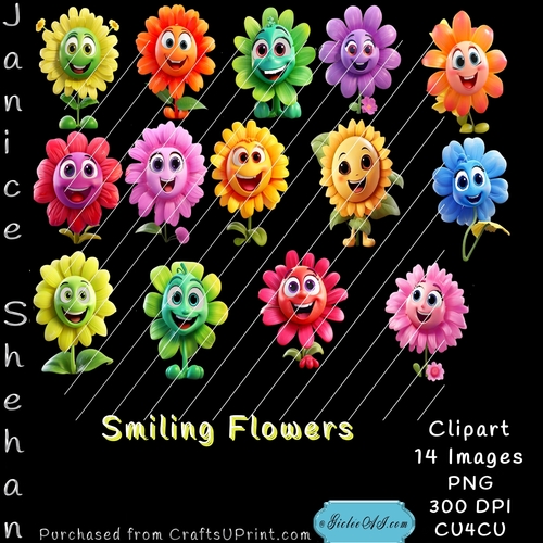 FUNNY FLOWERS, FLOWER, CLIP ART, CLIPART, PNG