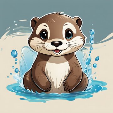Premium Vector | Otter Cute Funny Cartoon Kawaii Clipart Colorful ...