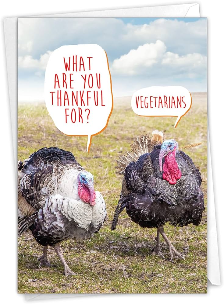 NobleWorks - 1 Funny Thanksgiving Card with Envelope - Humour Greeting for  Thanksgiving - Thank Vegetarians C9465TGG : Amazon.de: Stationery &amp; Office  ...