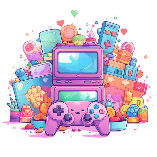 Video Game Clipart in Pastel Colors Art Style Artwork: 4K Vector &amp; SVG