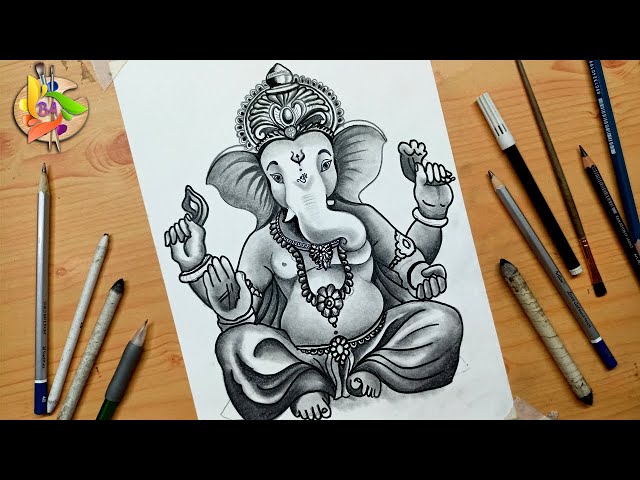 Ganesh Chaturthi Ganpati drawing || Easy Ganesh ji Pencil sketch ...