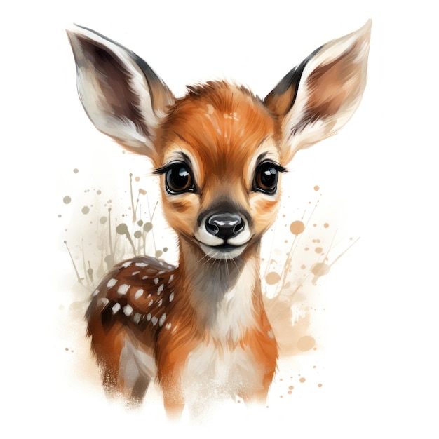 Entzückende Aquarell-Baby-Gazelle-Clipart auf weißem Hintergrund ...