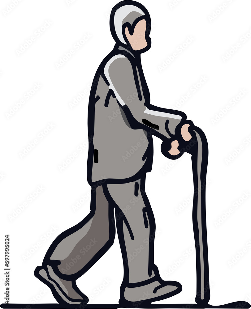 Old person is walking png graphic clipart design Stock ...