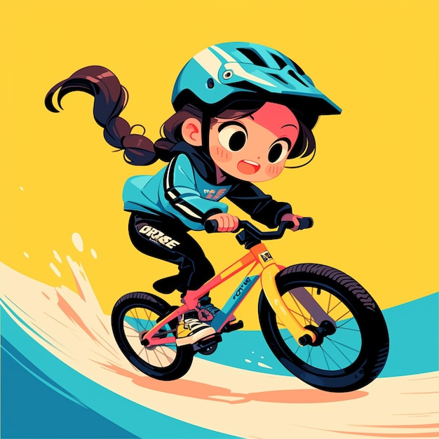 A Berlin girl races BMX bikes in cartoon style | Premium AI ...