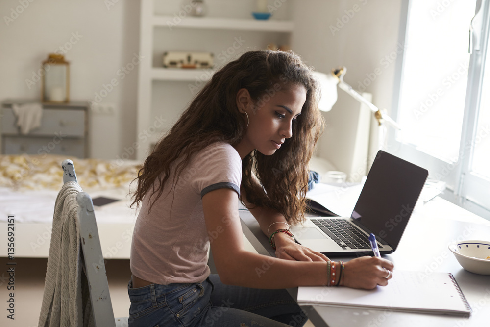 girl doing homework