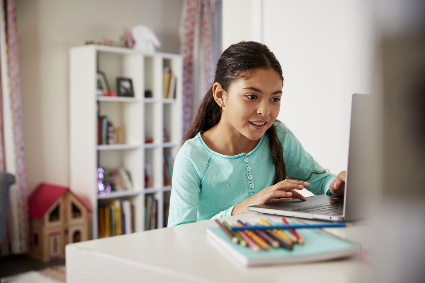 girl doing homework