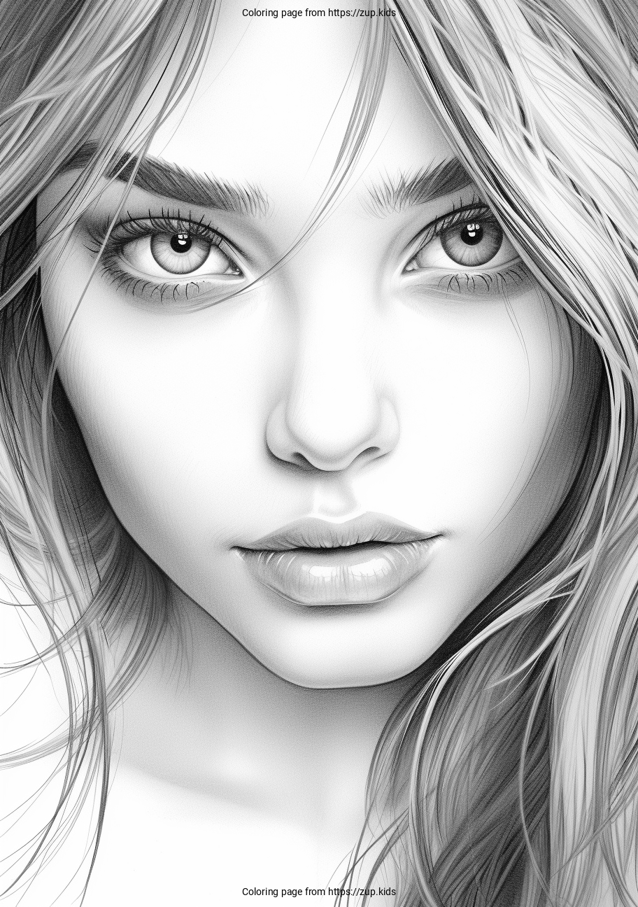 girl face coloring page